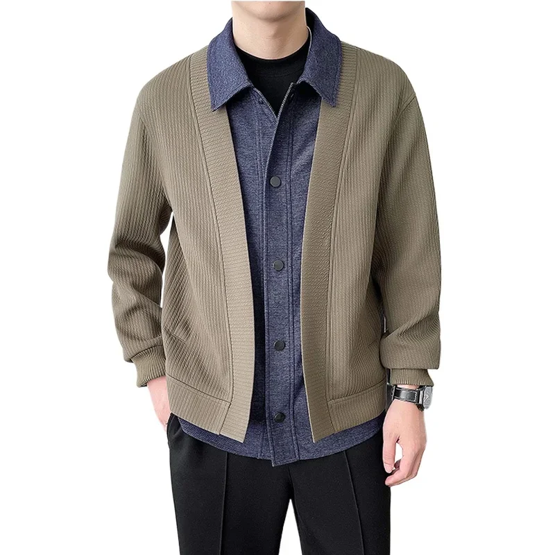 

2024 Autumn Jacket Men Splice Fashion Loose Casual Commuter Jacket Cityboy Korean Streetwear Vintage Coat Outerwear