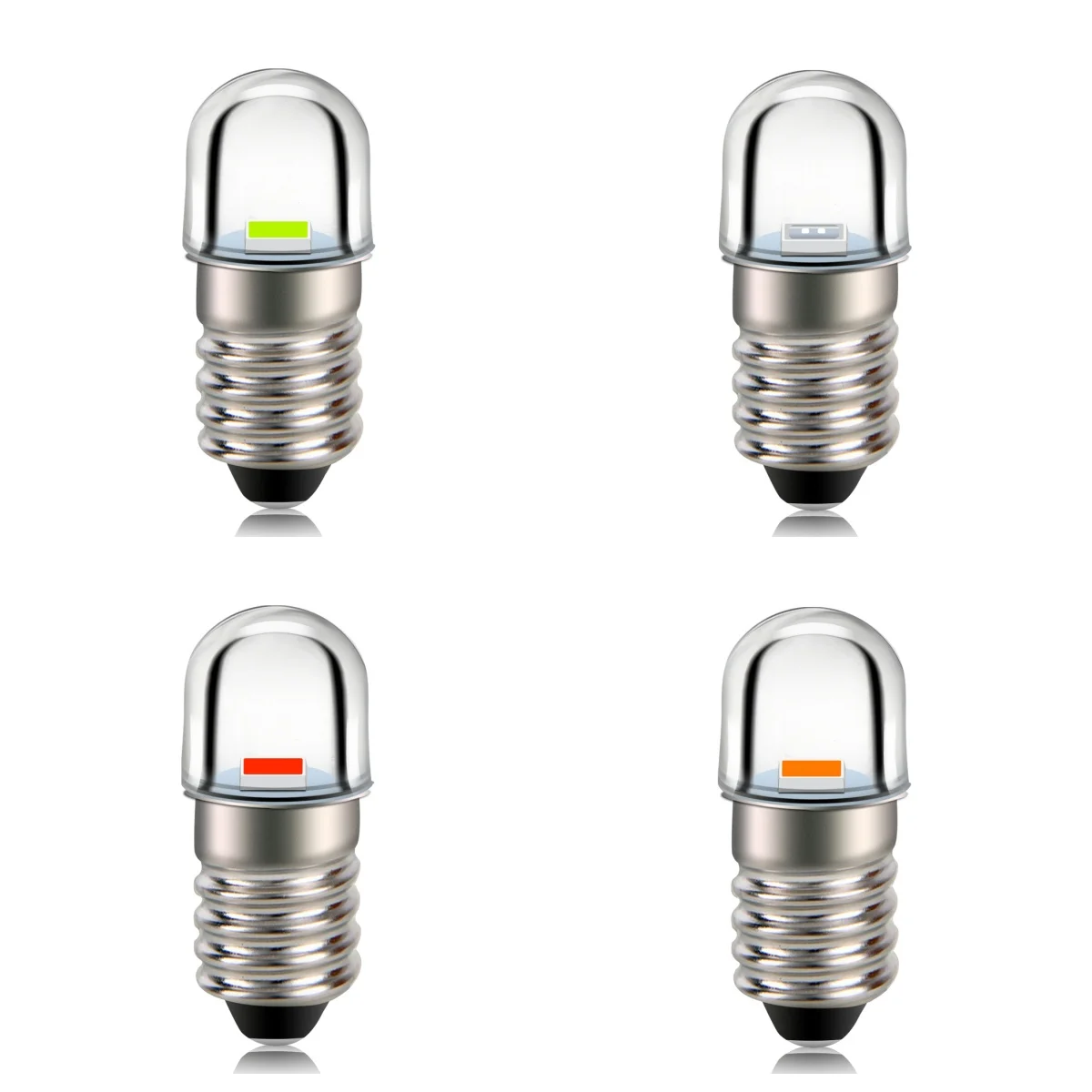 Ruiandsion E10 LED Bulb 2835 1SMD 3V 4.5V 6V 12V 18V 24V Flashlight Bulb  Microwattag 100Lm Green Blue Red Yellow 4Pcs