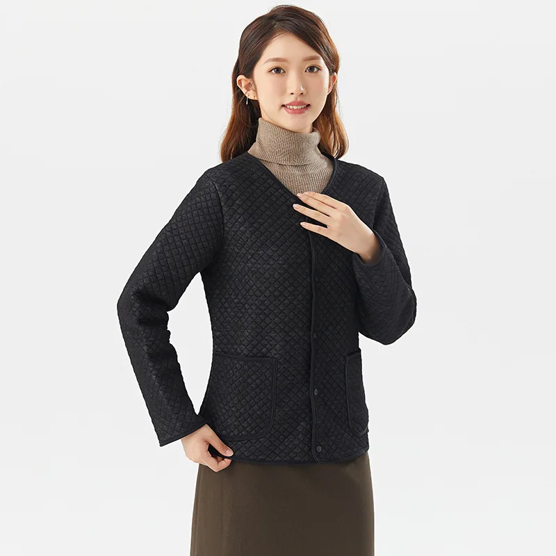 Women's Solid Color Simple Basic Casual Trendy Long Sleeve Single-breasted Parkas New Fashion Female Knitted Household Clothes