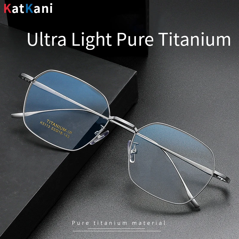 

KatKani Fashion Polygonal Eyewear Frame Ultra-light Retro Titanium Alloy Optical Prescription Men's and Women's Glasses Frames