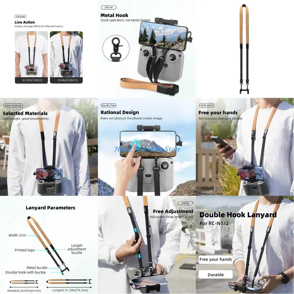 

H37F Adjusted Lanyards Neck Strap Fixed Clip for Air 3 with Hook