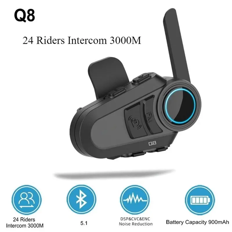 ABDE-Headset For 24 Riders Motorcycle Helmet Headset Qualcomm Mesh Intercom Remote Walkie Talkie Interphone