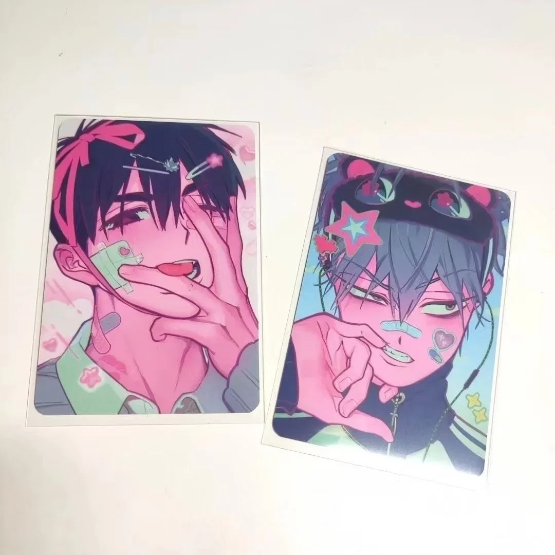 

2PCS Anime ALIEN STAGE Till Ivan Cosplay Cartoon Postcard Photo Card Ornament Collection Gift