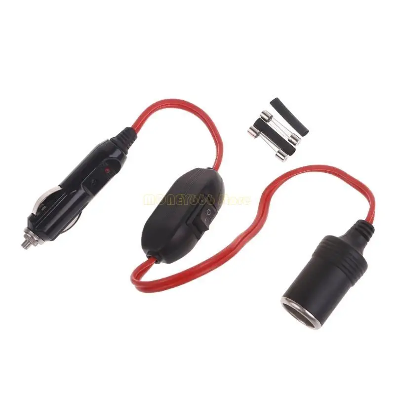 F62C Car Cigarette Adapter Plug Extension Cord with Switches 12V 24V Socket