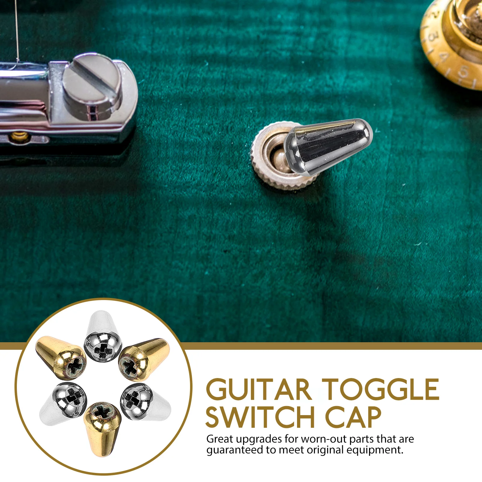 

6pcs Caps Metal Knob Toggle Guitar Knob Caps Tip 3 Way Electric Guitar Accessories Synthetic Plastic Fits 3 5mm