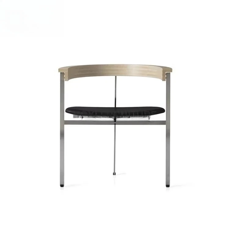

#Dining Chair with Modern Design Stainless Steel Frame with Wood Back Upholstered Dining Chair