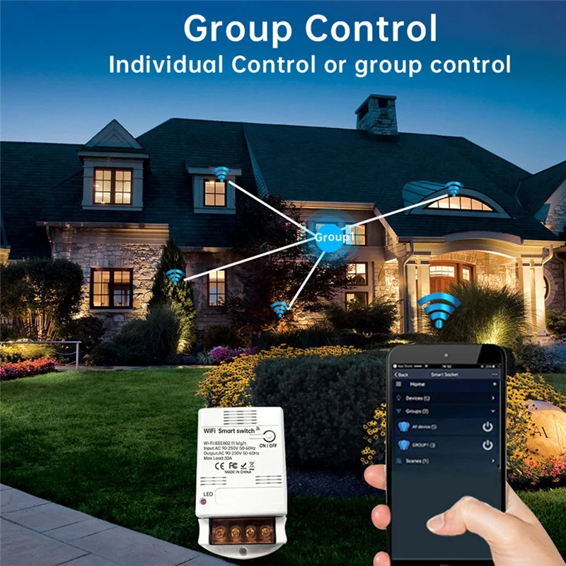 ABCL Wifi Smart Switch 30A وحدة التتابع الذكية Switch وحدات تحكم أتمتة المنزل على الخروج توقيت الكلام