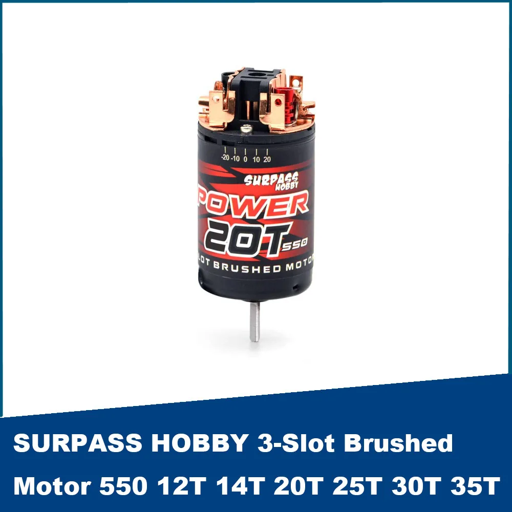 

SURPASS HOBBY 3-Slot Brushed Motor 550 12T 14T 20T 25T 30T 35T for 1/10 Rc Car Monster Truck Crawler Scx10