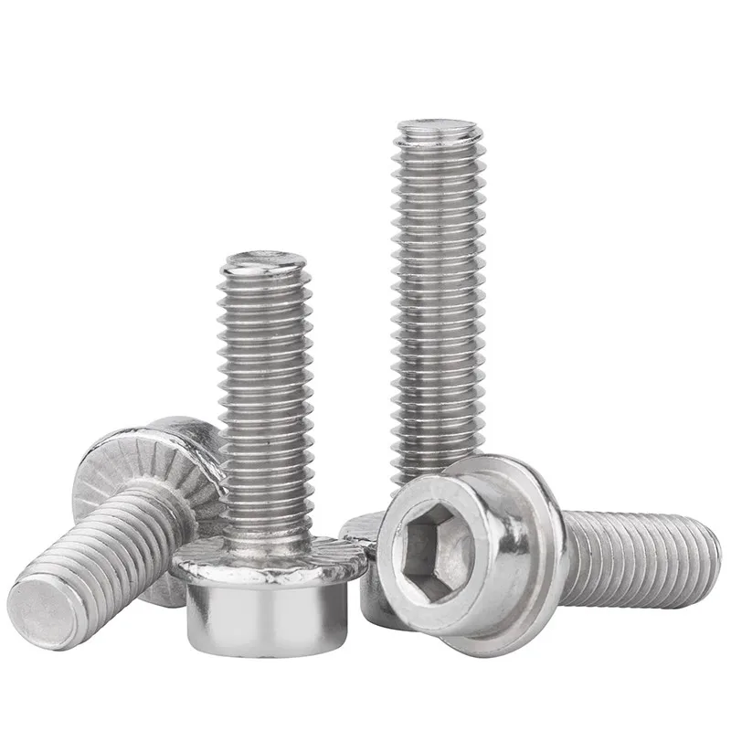 Acciaio inossidabile 304 M3 M4 M5 M6 M8 M10 Bulloni flangiati a testa esagonale con testa a esagono incassato Viti a testa con flangia dentata
