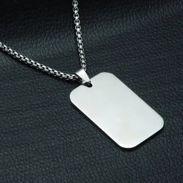 Stainless Steel Military Army Dog Tag Necklace Mens Stainless Steel Pendant Ball Bead Chain Necklace Fashion Jewelry Accessories