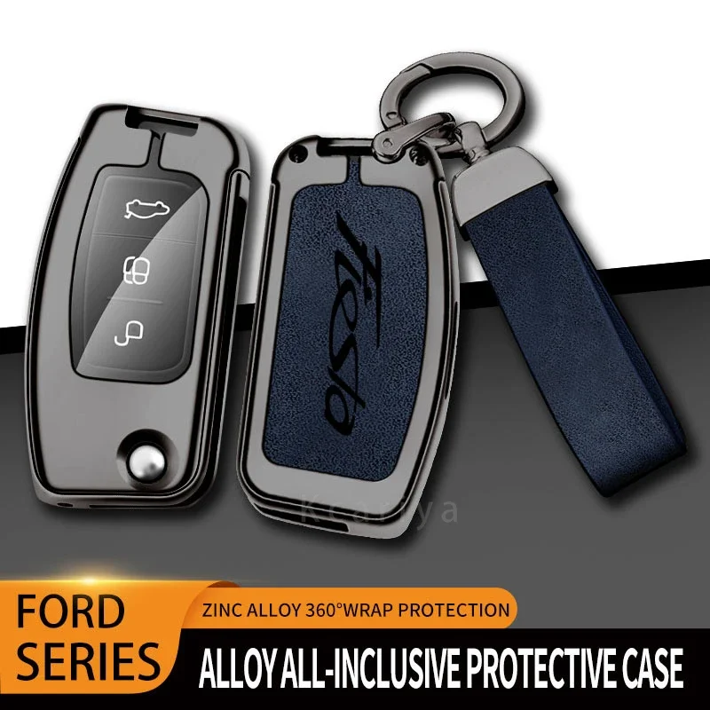 Nueva funda para llave de aleación de Zinc TPU para coche con logotipo de Ford Fiesta, llavero de coche, carcasa de llave de Metal, accesorios de