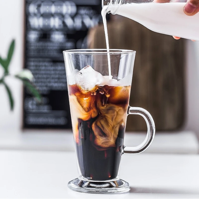 280ml/430ml Creative Cocktail Glass with Handle Juice Milk Tea Beverage Cups Milkshake Mug Iced Coffee Latte Cups Water Bottle