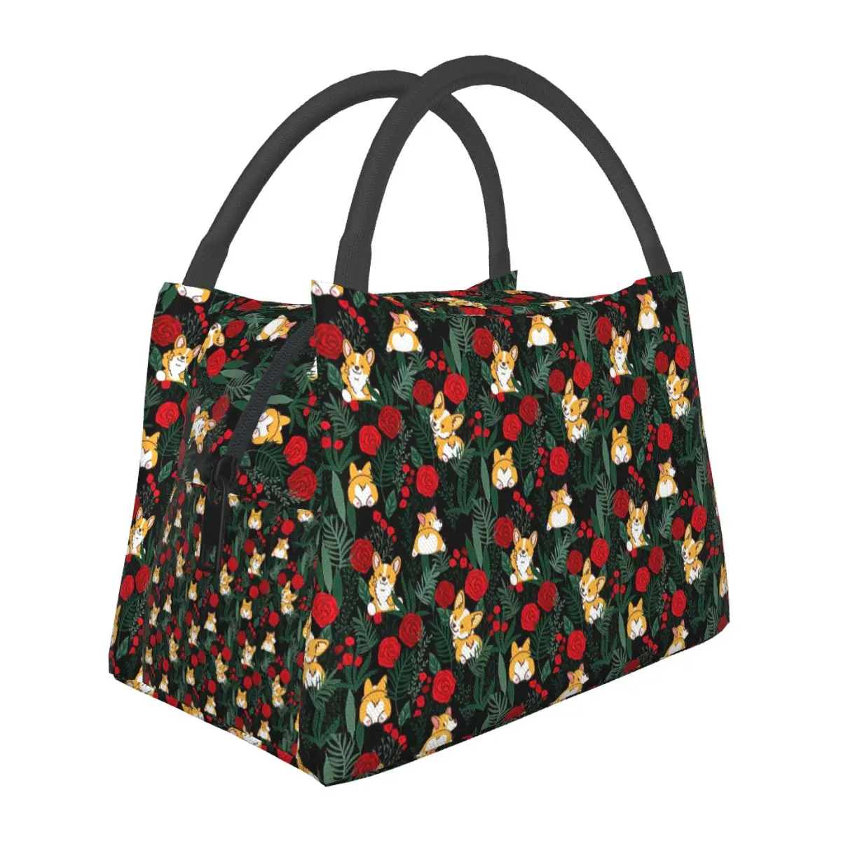 Corgi Dog In Garden Insulated Lunch Bag for School Bento Storage Food Boxes Portable Container Cooler Thermal Lunch Box Tote