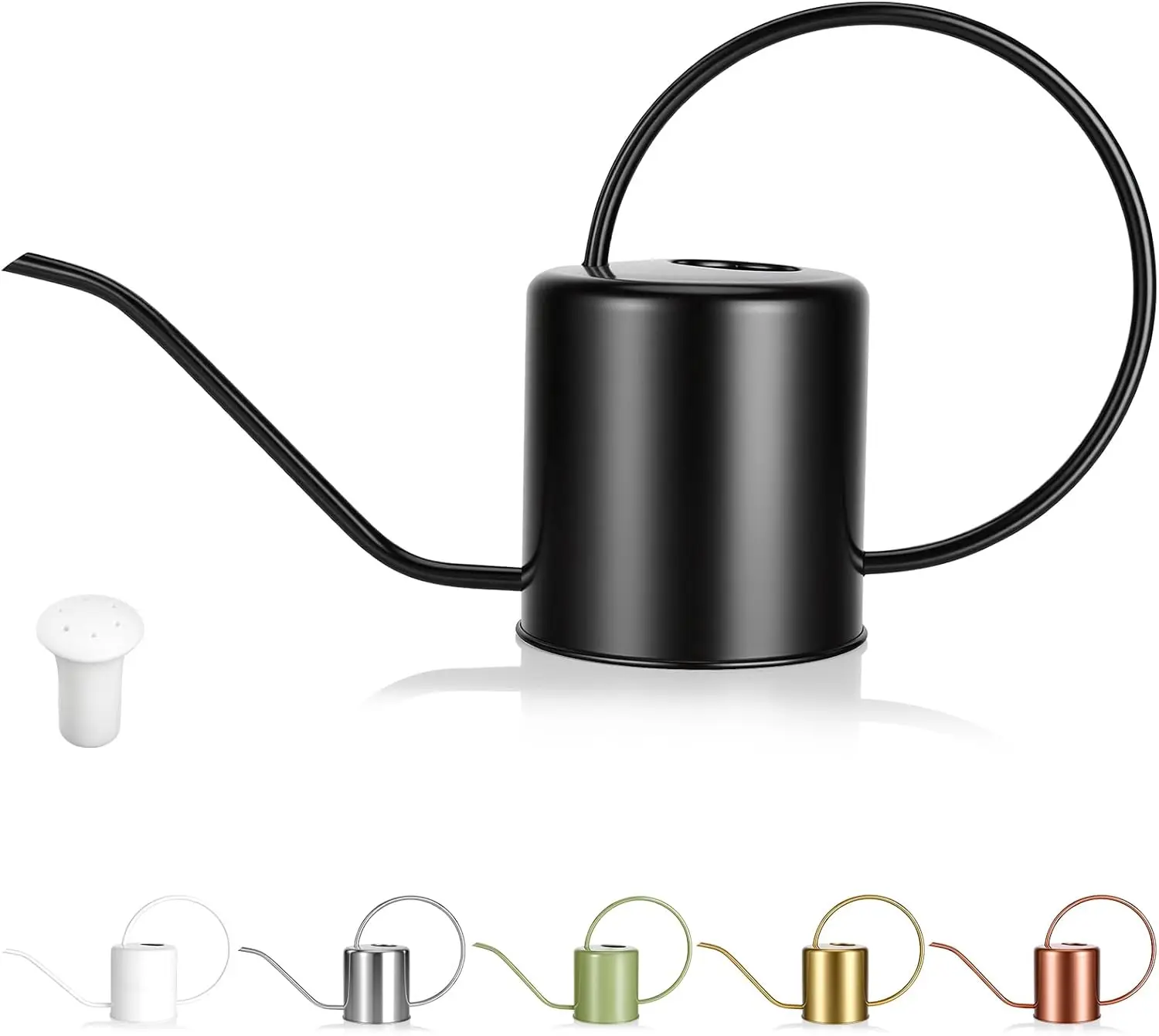 

Лейка из нержавеющей стали, 50 унций, с длинным носиком для комнатных растений и садовых цветов, черная