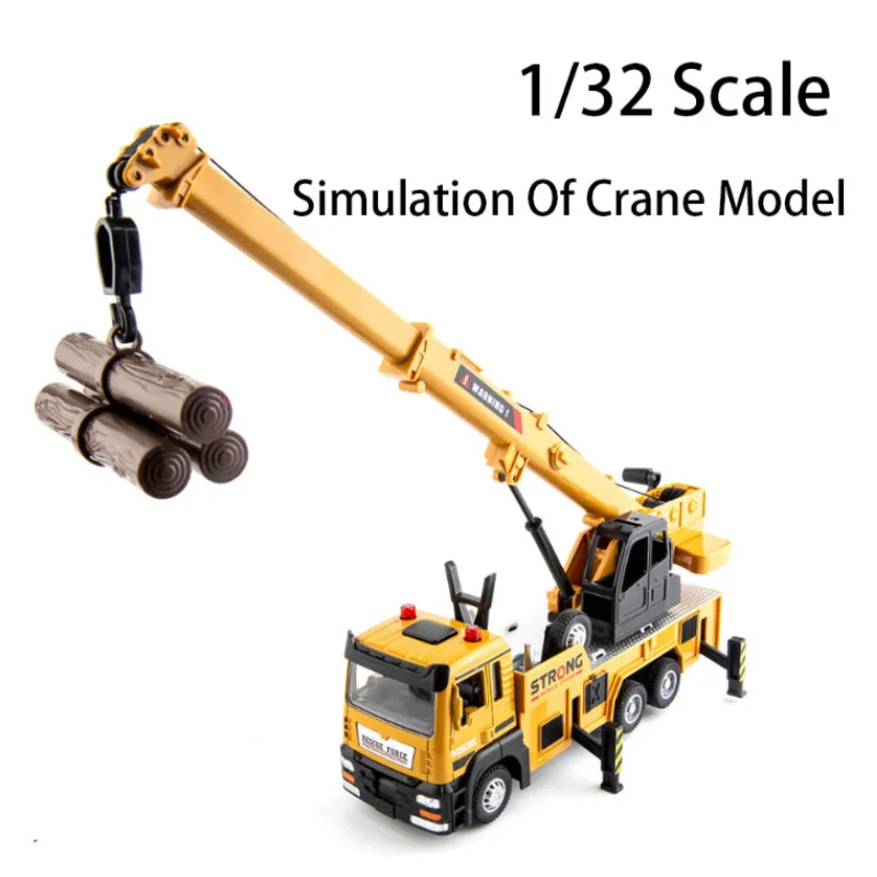 

1/32 Alloy Locomotive Crane Model Truck With Sound And Light Inertia Engineering Vehicle Rebound Children's Toys Birthday Gifts