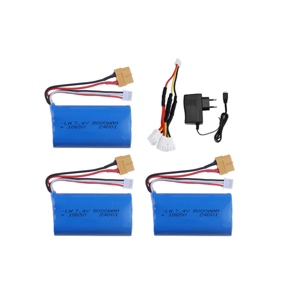 7.4V 8000mAh 2S Li-ion battery 18650 XT60 for Henglong 3818 3819 3838 3878 3888 3898 3909 3918 3938 3939 1/16 RC tank toys parts