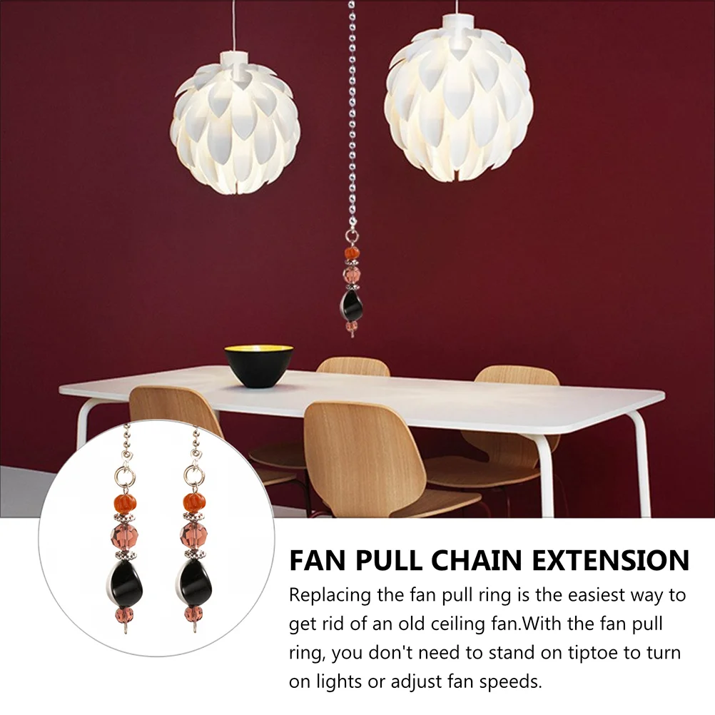 2 Pcs Exquisite Crystal Alloy Chandelier Fan Pull Chain 12 Inch Ceiling Light Cord Extension Vintage Decor 30 48 cm Bead