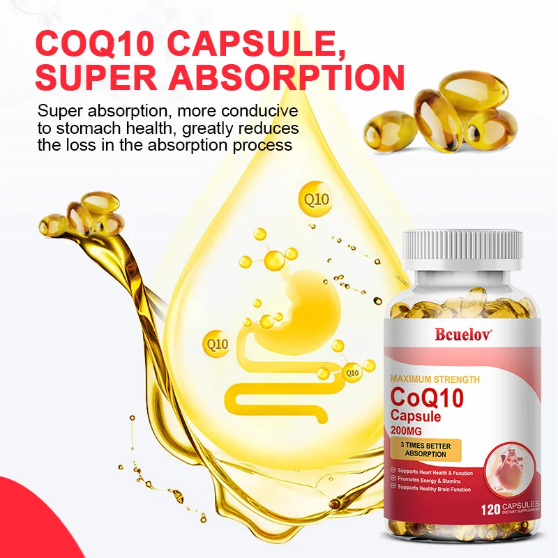 CoQ10 200mg Softgels- 3x Better Absorption, Antioxidant for Heart Health & Energy Production, Coenzyme Q10 Dietary Supplements