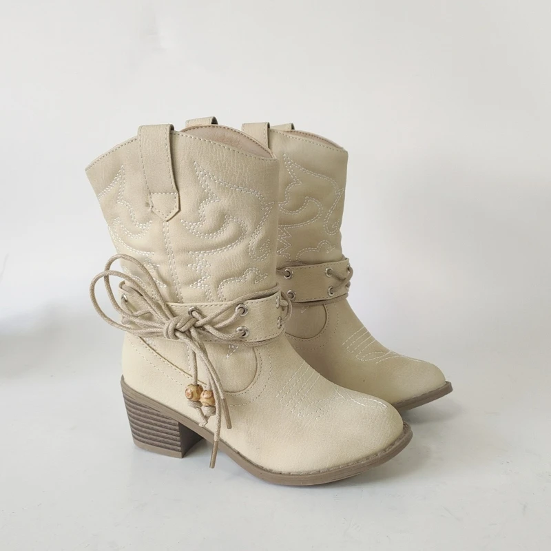 

Classic Western Knee High Boots for Girls Premium Quality Slip-on Cowboy Long Booties Kids Autumn Heeled Chic WesternCowboyBoots