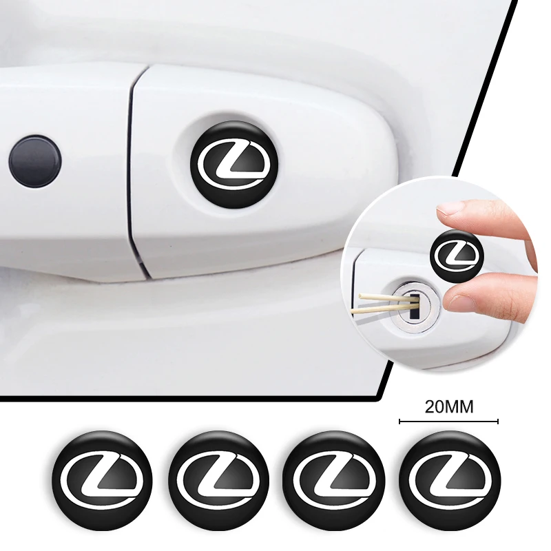 20mm Car Logo Lock Keyhole Sticker Door Lock Protect Stickers For Lexus RX330 IS250 Ct200h ES300h RX350 IS300h NX300h RX400h UX