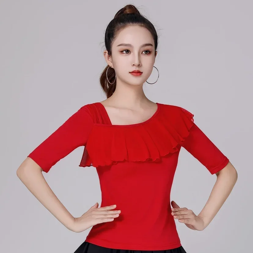 

Latin Dance Practice Costume Top Modern Dance Top New Women Adult Clothes Stage Performance Evening Tops Tango Jazz Waltz