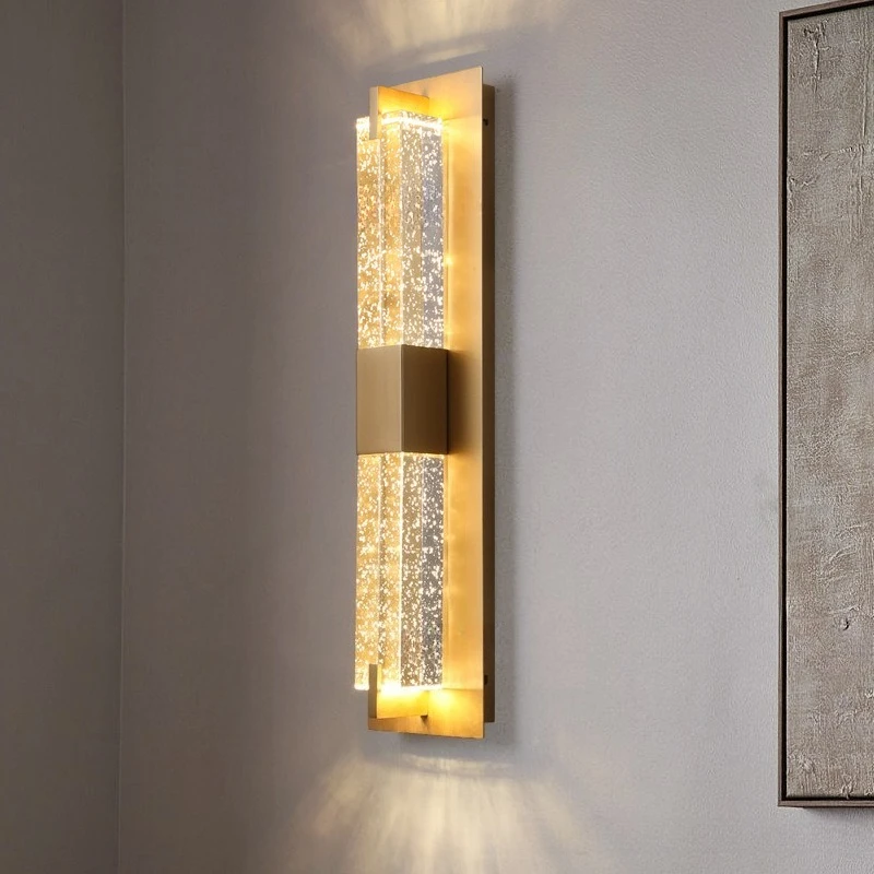 Postmodern Luxury Crystal Glass Bubble LED Wall Lamps Long Strip Double Headed Wall Sconces Corridor Villa Aisle Hotel Lighting
