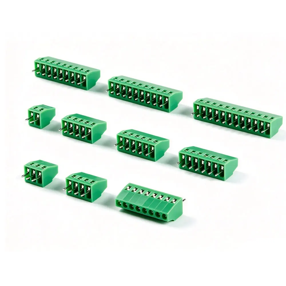 10pcs KF128/JM128-2.54/3.5/3.81/5.0/5.08/7.5mm-2P/3/4/5/6/7/8/9/10Pin Screw Type PCB Terminal Blocks Can Be Spliced Green