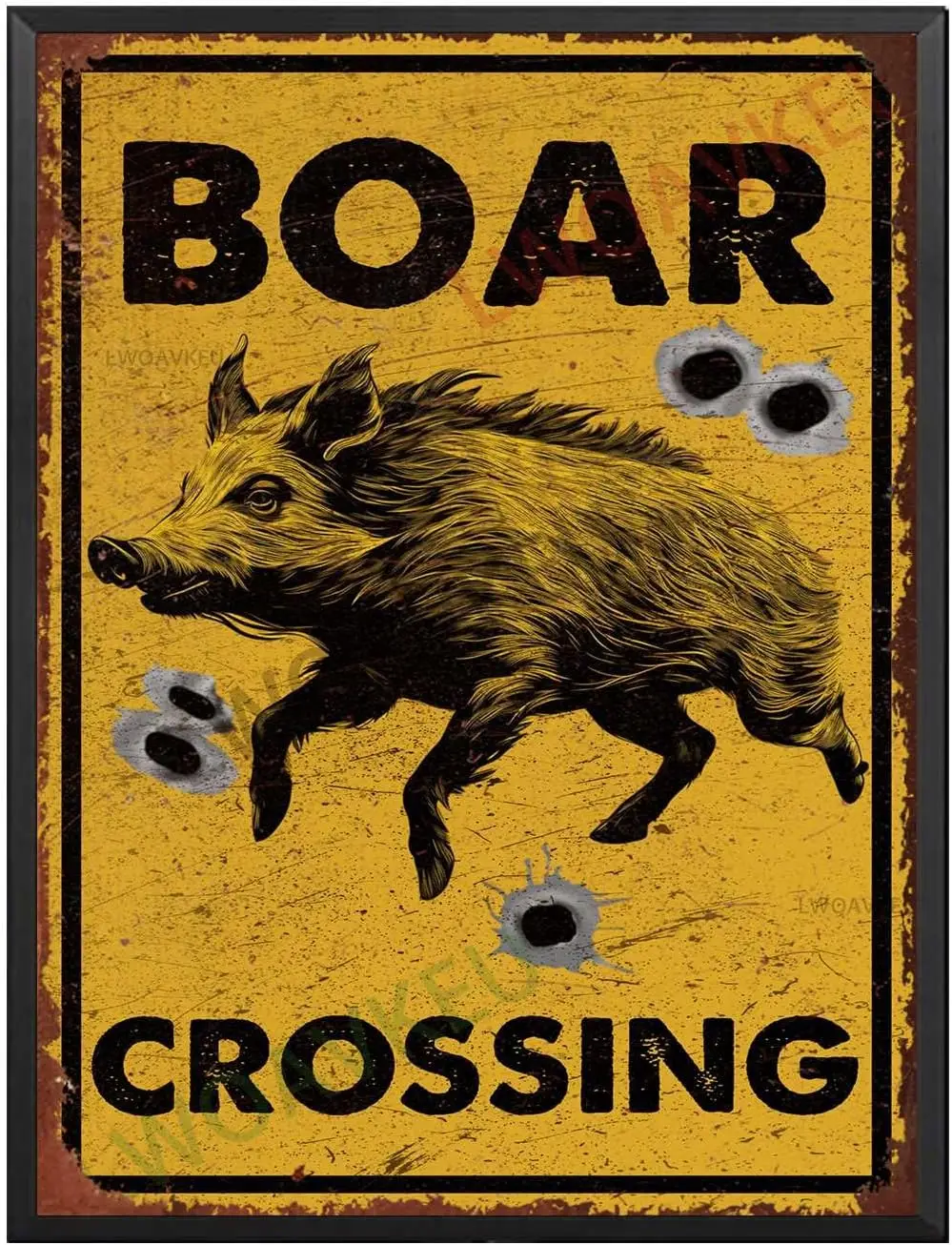 Aluminum Vintage Metal Tin Signs Boar Crossing For Cafes Bars Shop Wall Decorative 12.00