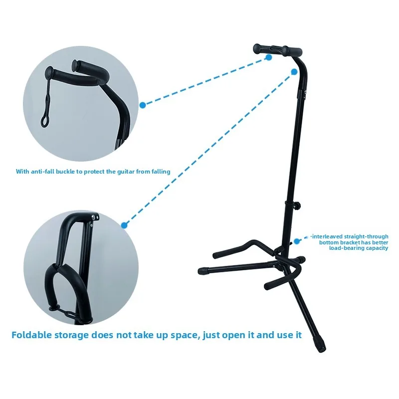 Foldable Single Upright Guitar Stand Cross-border Foldable Acoustic Guitar Stand Set Instrument Accessories view 3