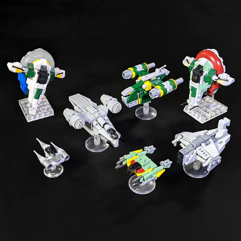 

Коллекция кораблей Space Wars MOC Building Blocks, набор моделей 5 (Slave I Red/Blue, бритвенный герб, N-1), идеальный подарок для взрослых фанатов