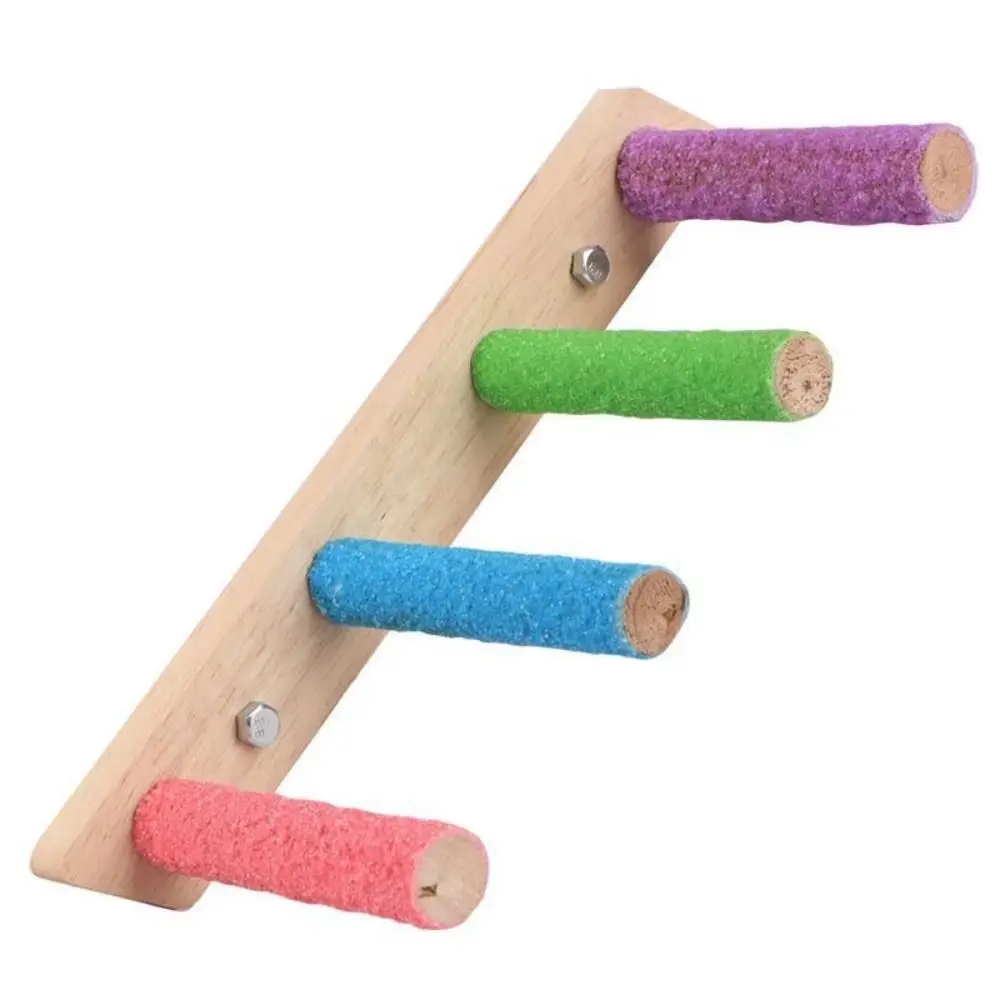 4/6/8 Step Bird Ladder Colorful Perches Climbing Structure Bird Climbing Toy Wood Beak And Claw Grinding Bird Bridge
