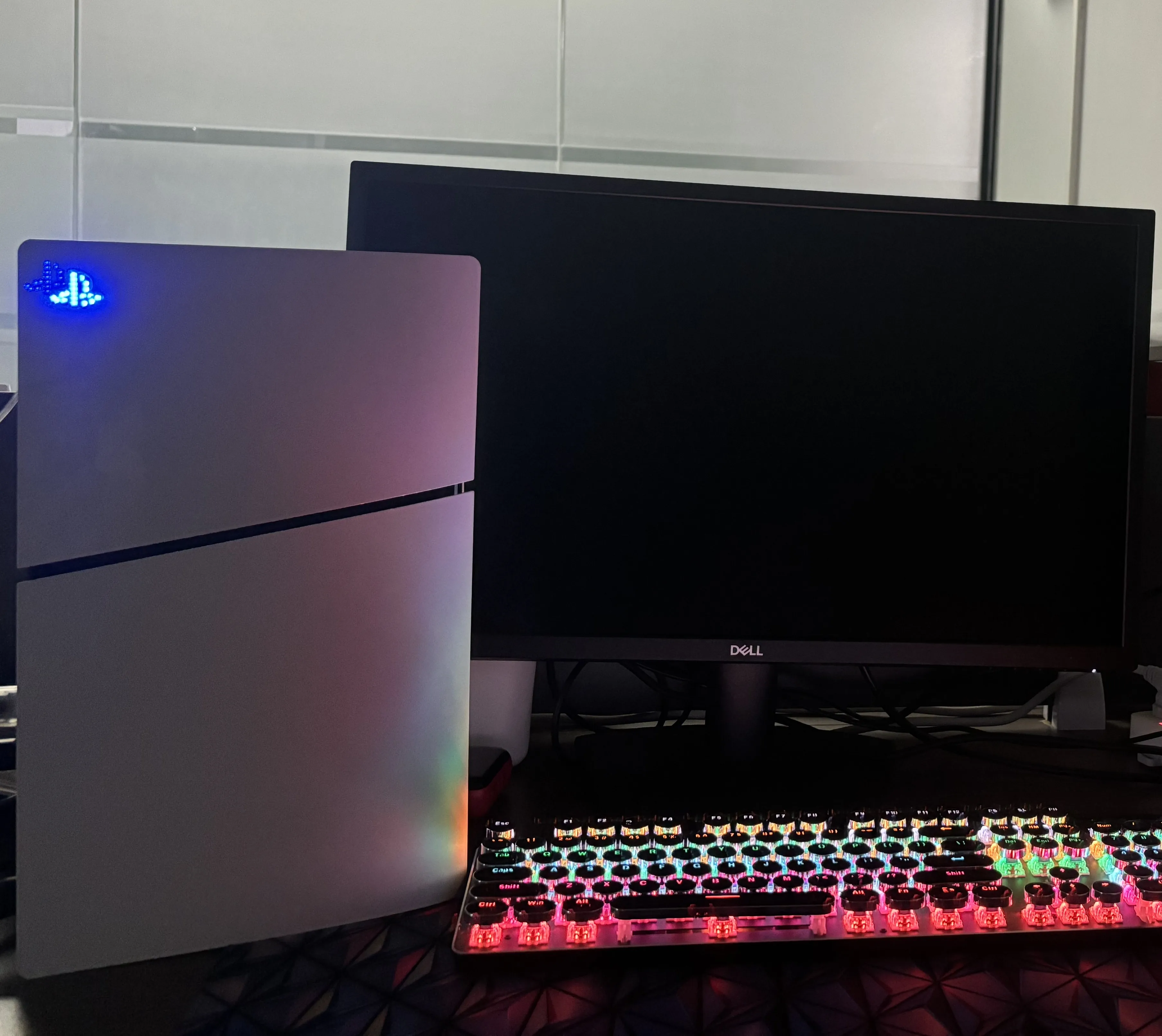 RGB Logo LED Light for PS5 Slim/Pro Console Illuminated LED Logo with Music Sync DIY Decoration for Playstation5 Slim/PS5 Pro