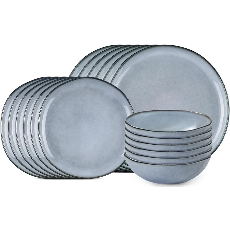 

Наборы керамической посуды для 6 наборов керамической посуды из 18 предметов с нестандартным дизайном ручной работы, идеально подходящие для повседневной столовой и