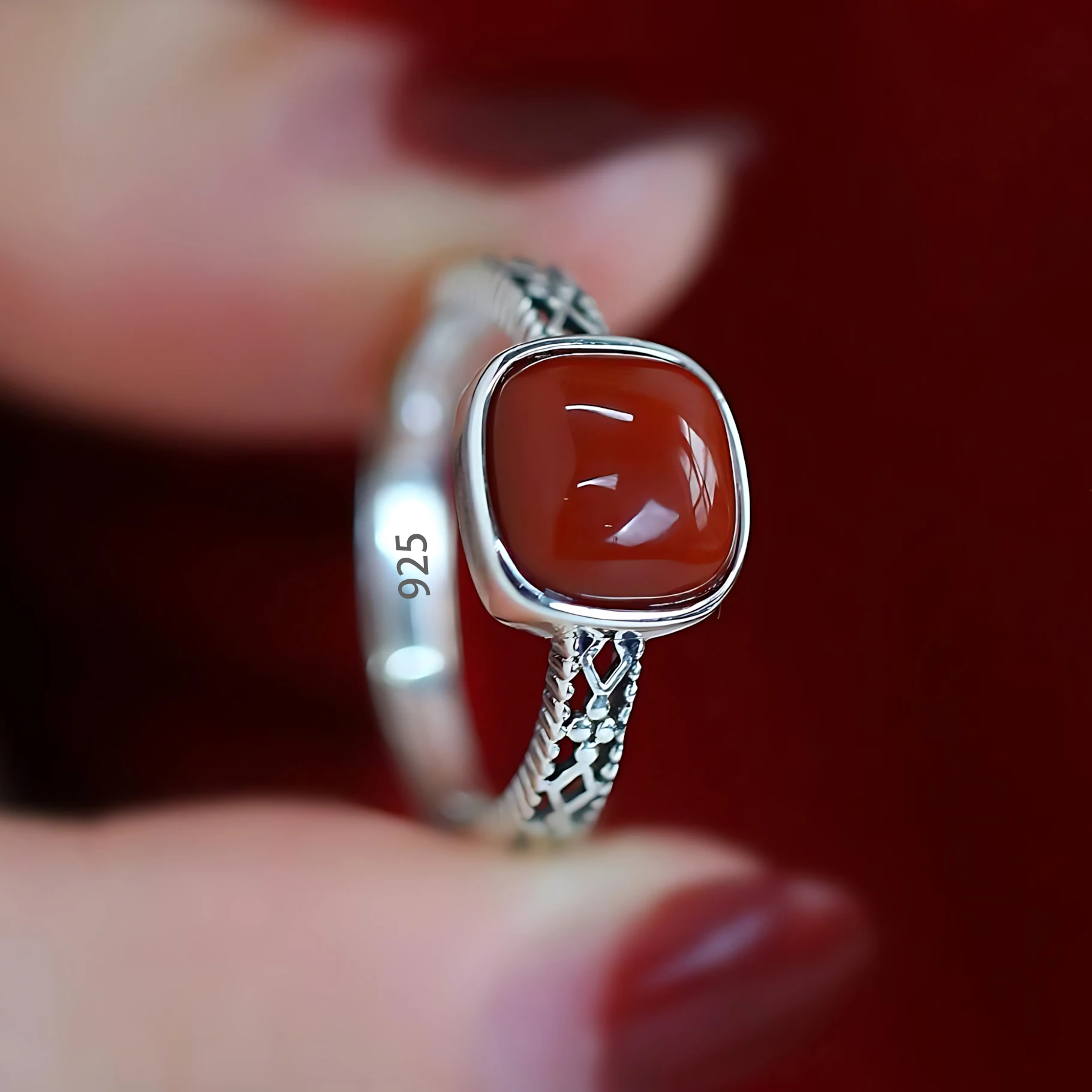 

Sam Panda 925 Sterling Silver Geometry Ring For Women Ethnic Retro Lace Minimalist Exquisite Aesthetic Jewelry Gift Dropshipping