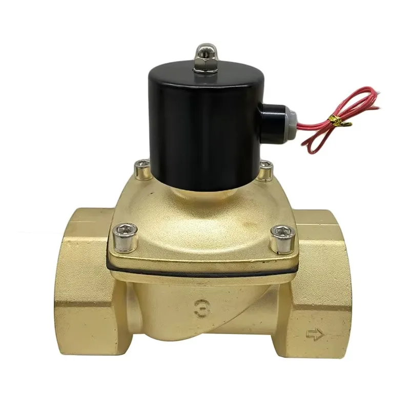 2W650-65 2 Way Brass Water Valve 3 Inch  Solenoid Valve 220V AC Normally Close DN65 Wire Lead Type Large Solenoid Valves