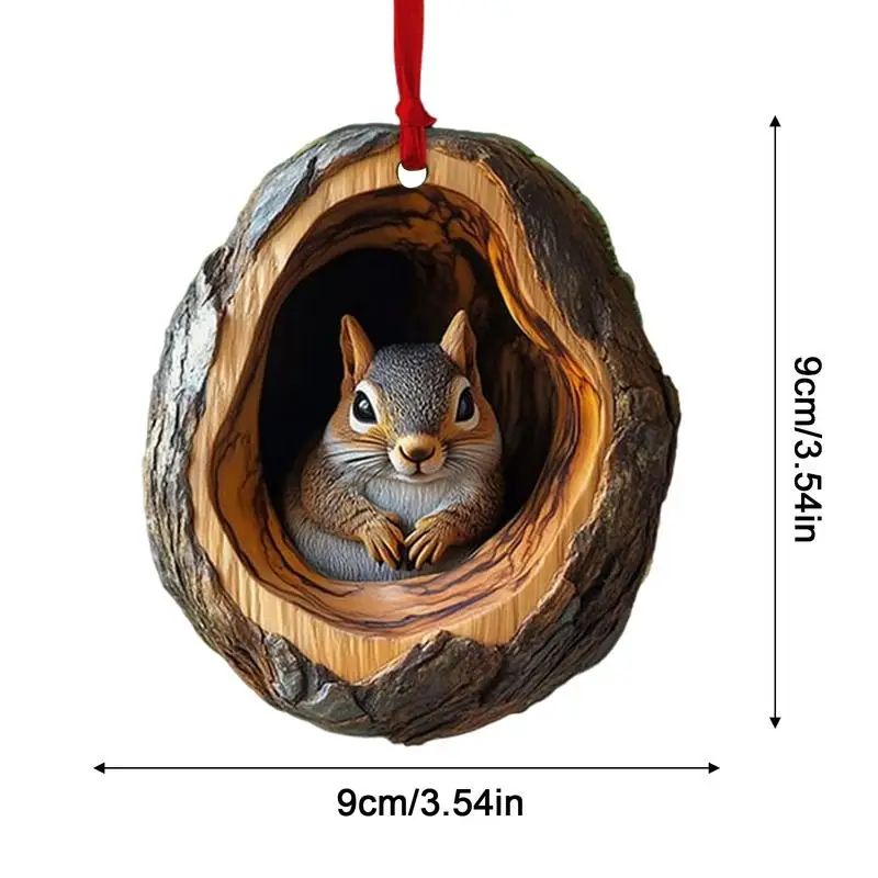 2D Flat Animal Christmas Ornaments Christmas Acrylic Pendant Animal Raccoon Owl Squirrel Hedgehog Bunny Bird Wildlife Ornaments