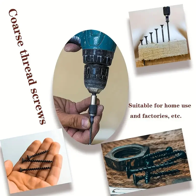 50 قطعة مسامير خيط خشنة سوداء عالية القوة M3.5 مع رأس غاطس ذاتية التنصت على لوح الجبس للحوائط الجافة #2