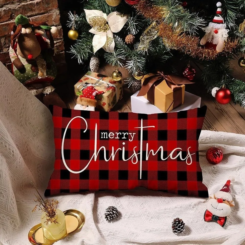 New 30*50cm Christmas Pillow Cover Rectangle Linen Cloth Throw Pillow Cover Decorative Pillow Cover Sofa Decoration