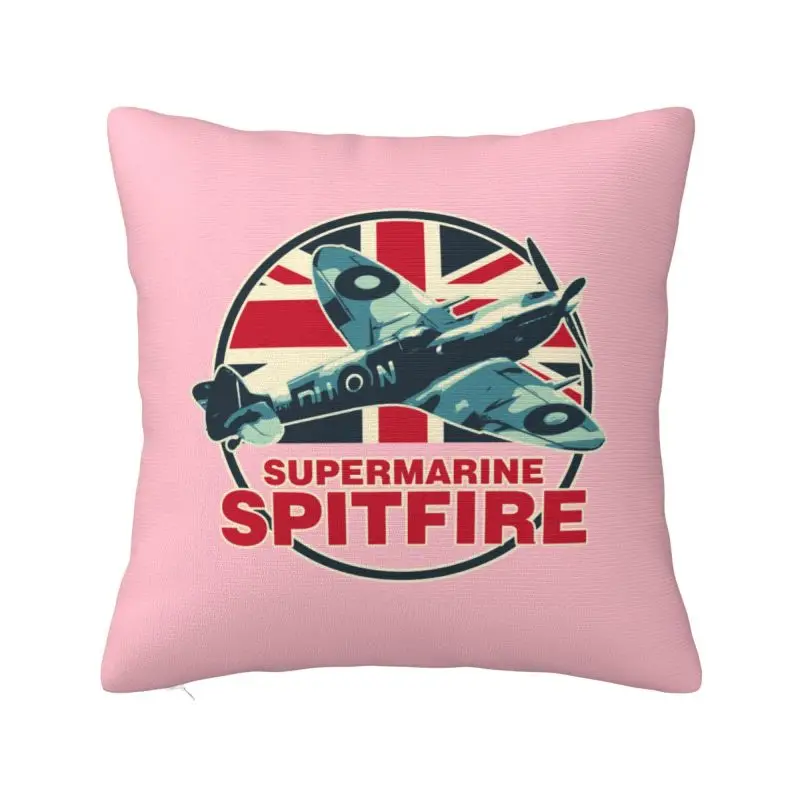 Custom Spitfires RAF Supermarine Fighter Aircraft Plane Pillow Case Airplane British ww2 UK Modern Cushion Cover Square