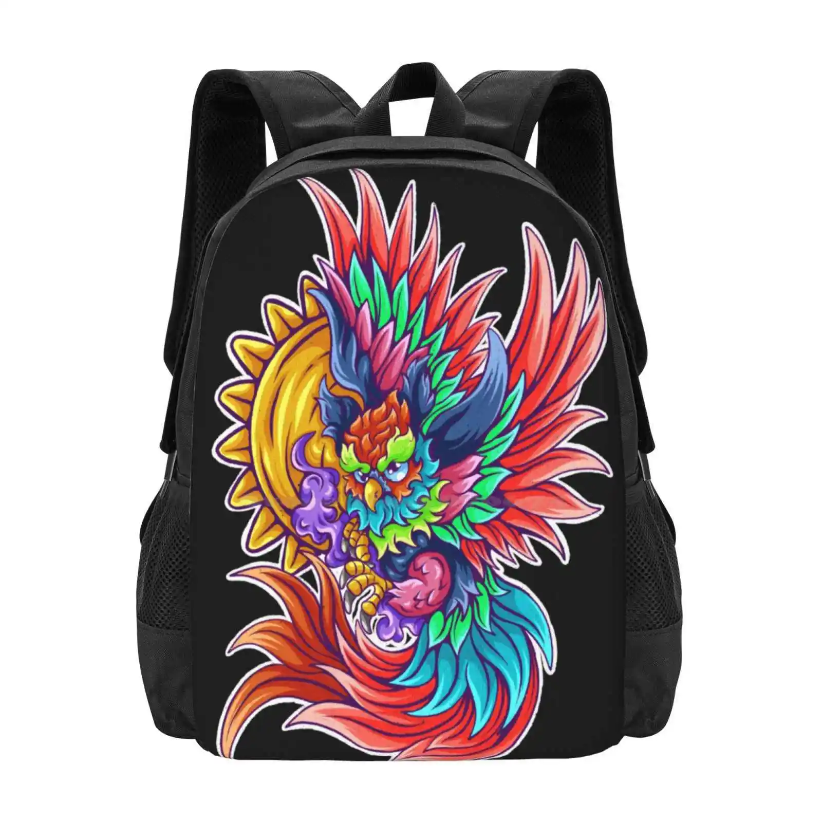 Colorful Owl School Bags For Teenage Girls Laptop Travel Bags Owl Alvabet Font Monster Holiday Hallowen Cute Kid Colorful