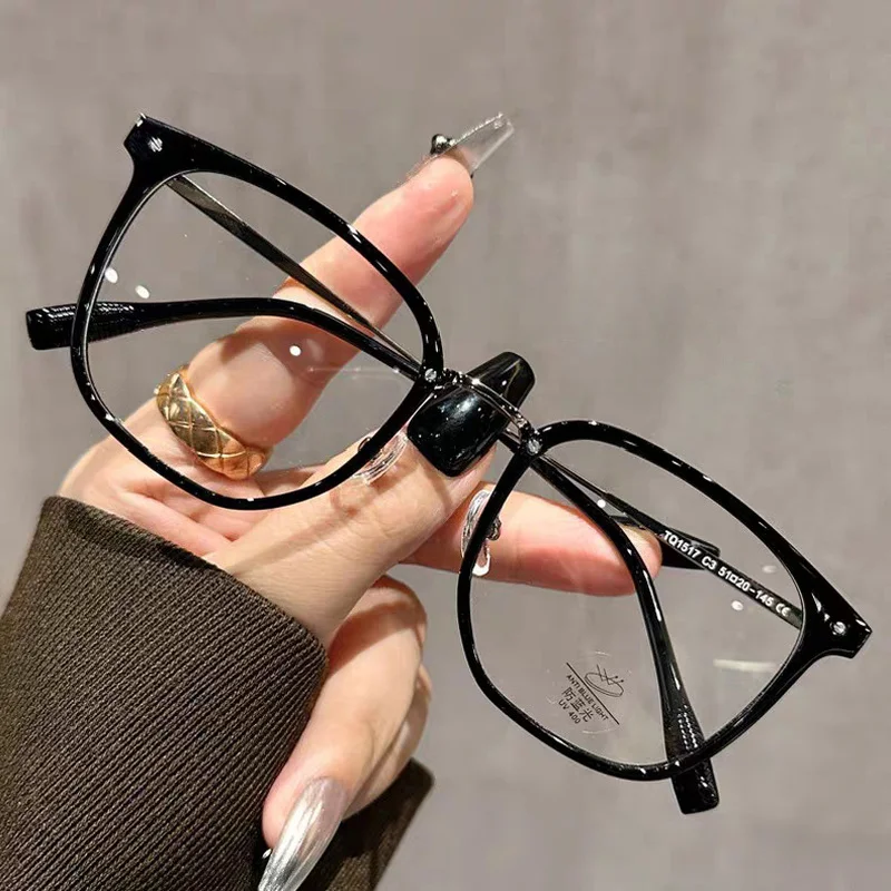 Simple square big frame blue - proof glasses men's and women's temperament decorative glasses frame