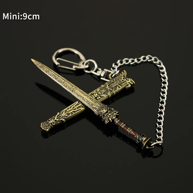 China Ancient sword Fengshen KeyChain Katana Ancient Han Sword Weapon with Sheath Metal Weapon Toy Key Chain for Boys