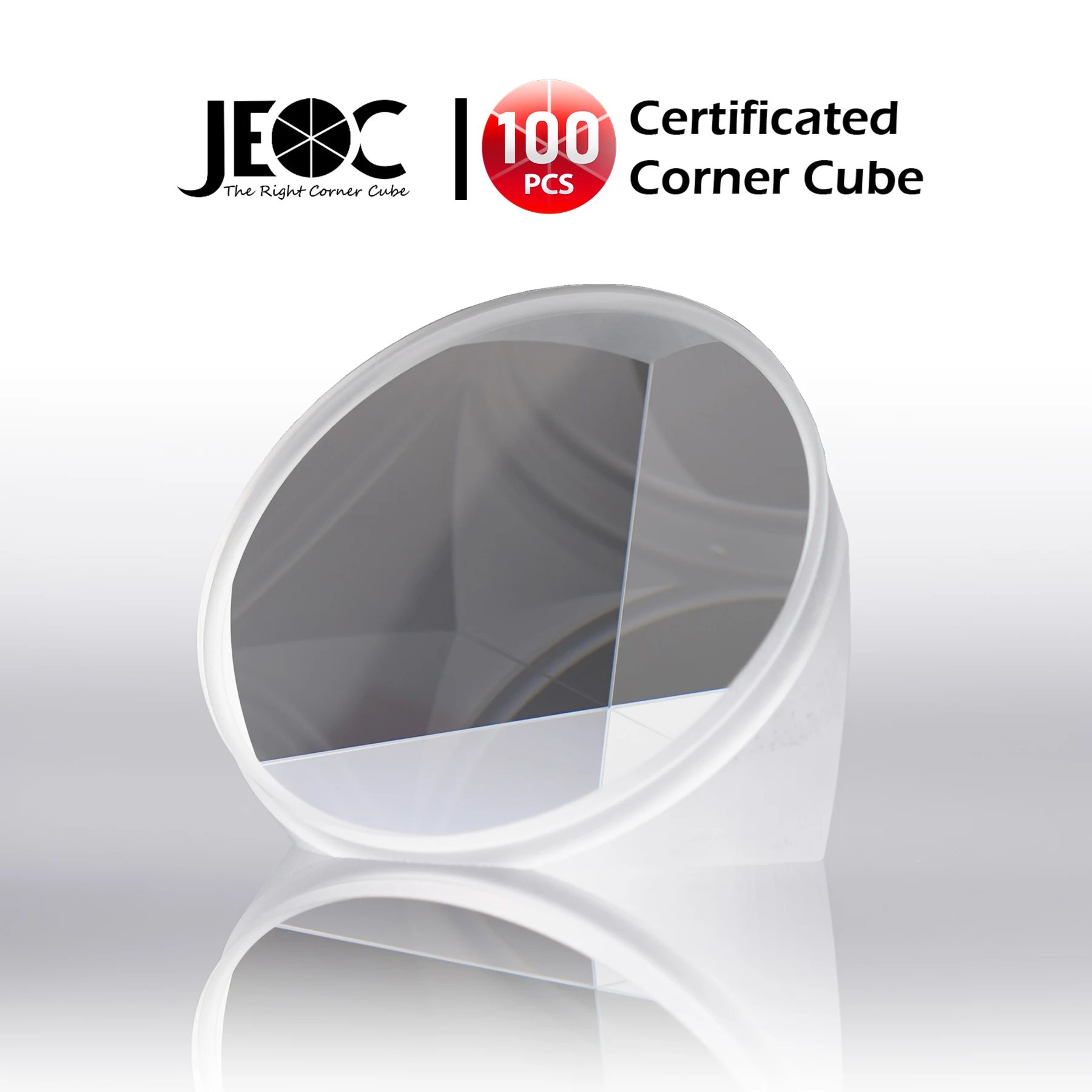 100pcs JEOC Certificated Corner Cube, 64mm Diameter, 48mm Height reflective prism, Uncoated, w/ Groove