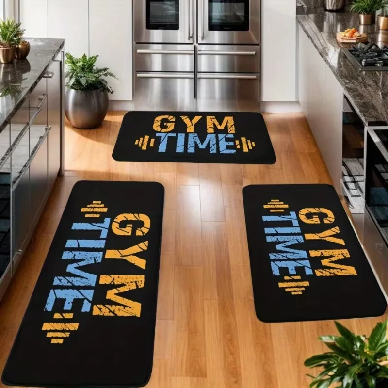 Alfombra de suelo de área Extra larga "Gym Time", alfombra para pasillo, correr, gimnasio, alfombra para puerta de bienvenida interior, alfombra para dormitorio de habitación de hombre, decoración del hogar