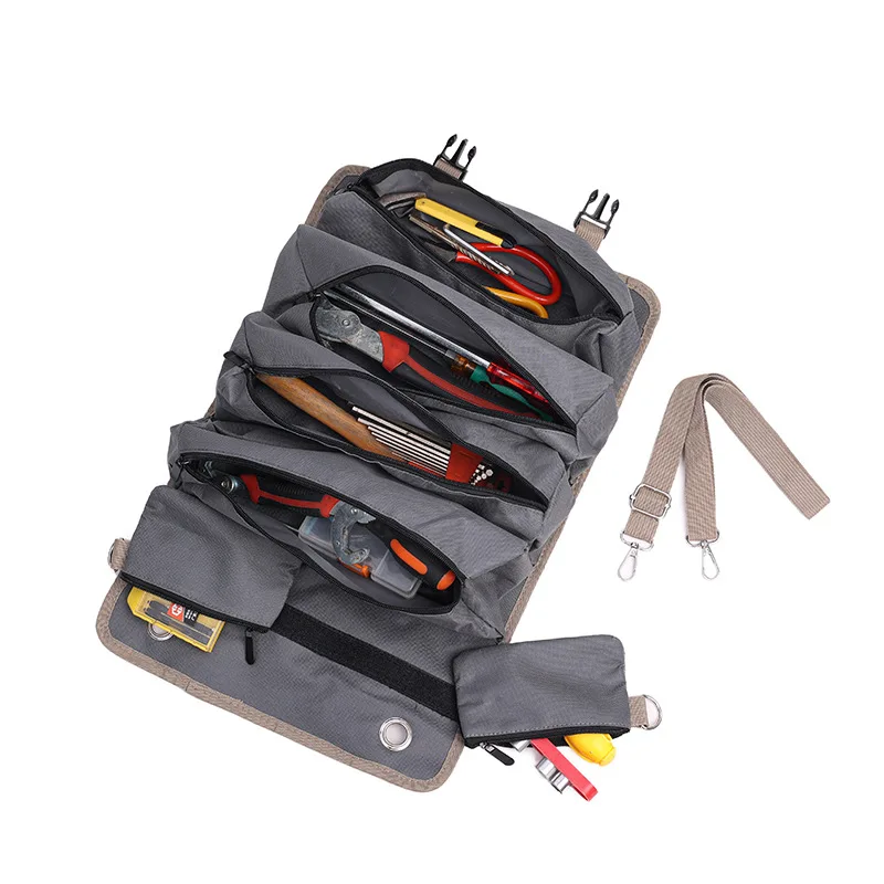 14 inch Multi-Purpose Hardware Tool Bag Professional Multi-Pocket Rolled Portable Storage Rolled Waterproof Storage Bag Pliers