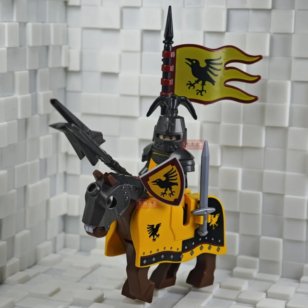 New Medieval Knights Red Lion Black Eagle Castle Soldier Green dragon Action Figures Cavalry Building Block Military Toy Gifts