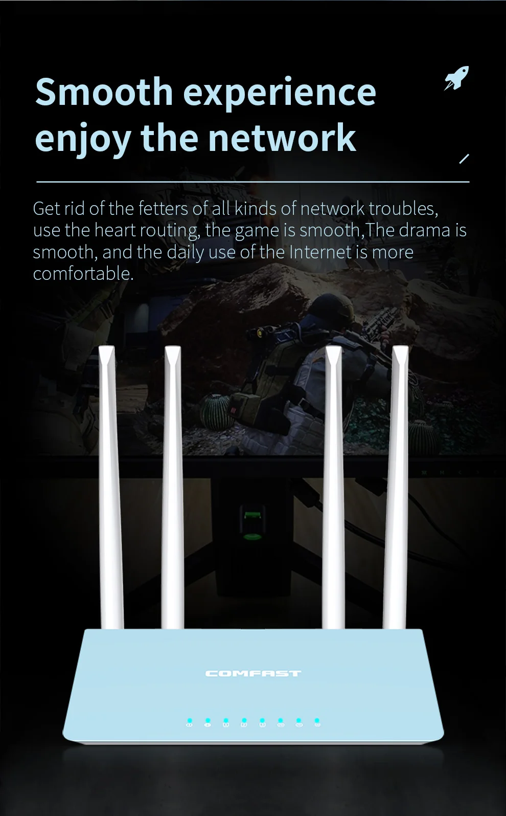 CF-WR616AC V2 600Mbps WiFi Router, 4 External Antennas, Dual-Band 2.4G/5GHz, WPA2 Security, 4 LAN Ports, WPS, Easy Setup