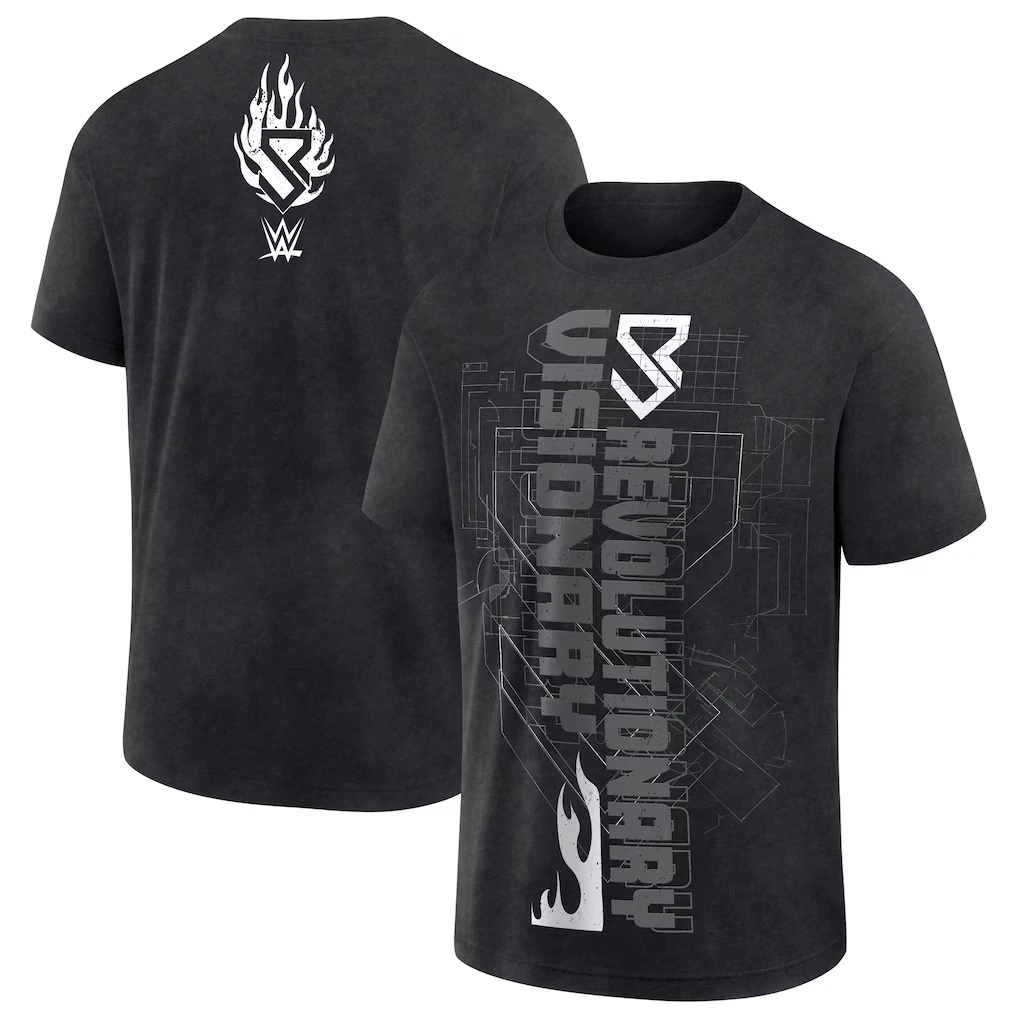 Visionäres Revolutionäres Vertikales Grafik-T-Shirt 2026 Sommer Herren 100% Baumwolle Schwarz Gewaschen Wrestling Streetwear Top