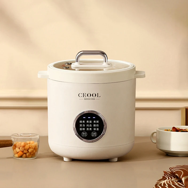 1.2L Mini Rice Cooker Ceramic Glaze Non-Stick Inner Electric Cooker Multifunctional Home Kitchen Appliance 24H Reservation