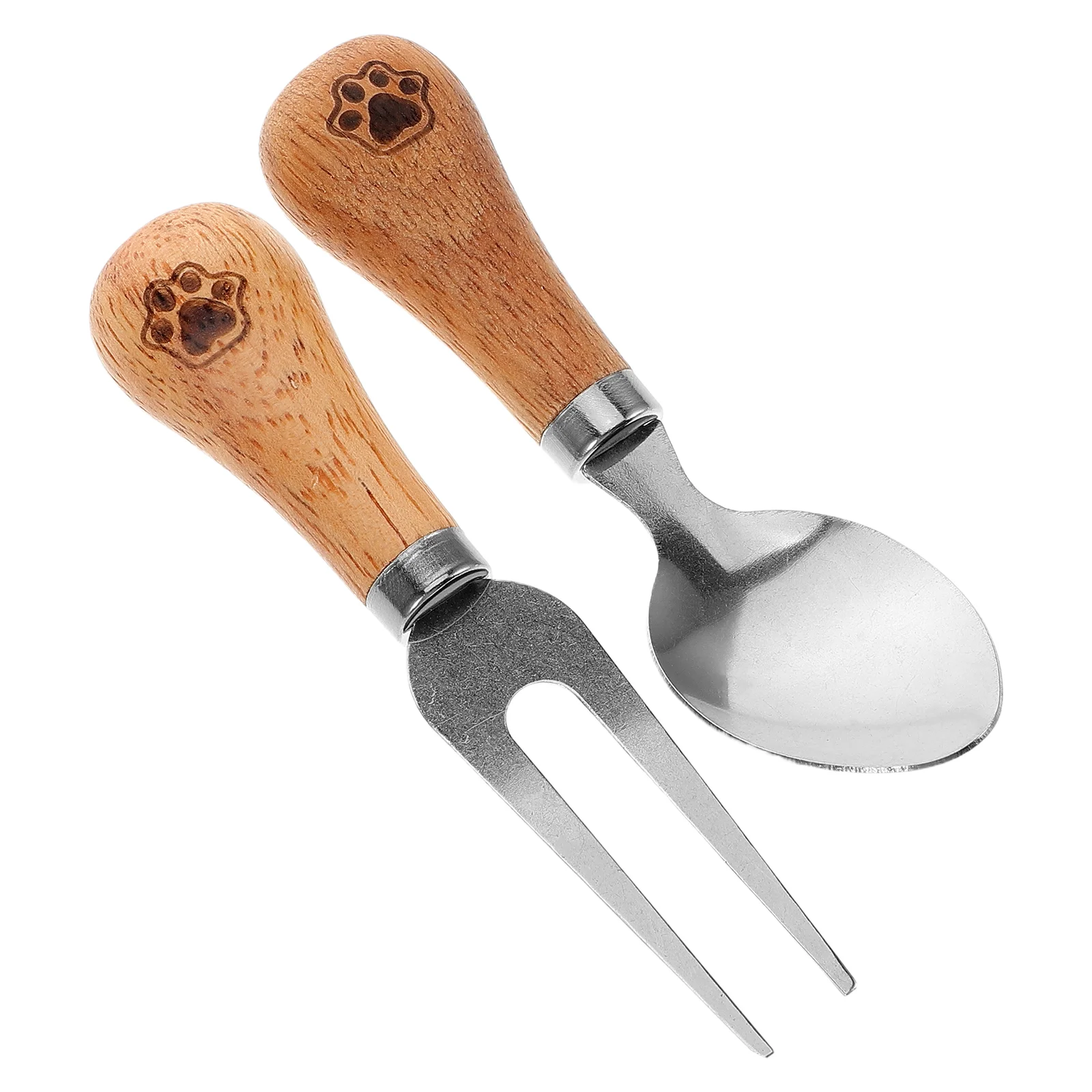 

Camping Tableware Stainless Steel Fork Spoon Set Wooden Handle Portable Outdoor Utensils ChildFriendly Standable Design